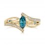 18k Yellow Gold 18k Yellow Gold Custom Irradiated Blue Diamond Engagement Ring - Top View -  102161 - Thumbnail