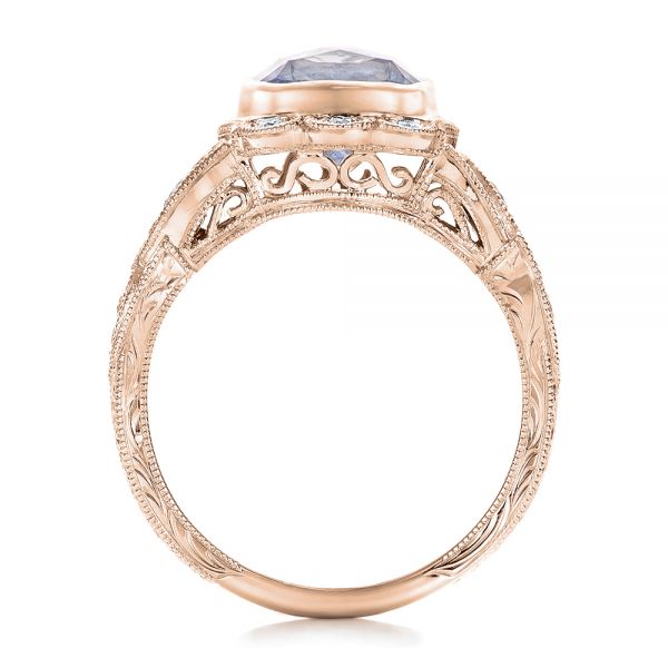 18k Rose Gold 18k Rose Gold Custom Light Blue Sapphire And Diamond Engagement Ring - Front View -  102135