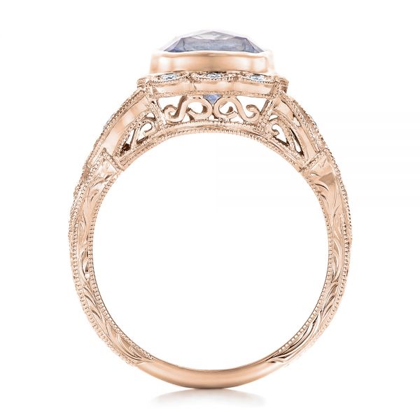 14k Rose Gold 14k Rose Gold Custom Light Blue Sapphire And Diamond Engagement Ring - Front View - 102135