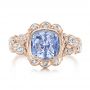18k Rose Gold 18k Rose Gold Custom Light Blue Sapphire And Diamond Engagement Ring - Top View -  102135 - Thumbnail