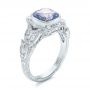 14k White Gold 14k White Gold Custom Light Blue Sapphire And Diamond Engagement Ring - Three-Quarter View -  102135 - Thumbnail