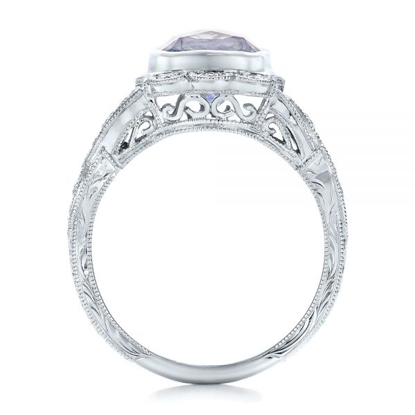 18k White Gold 18k White Gold Custom Light Blue Sapphire And Diamond Engagement Ring - Front View -  102135