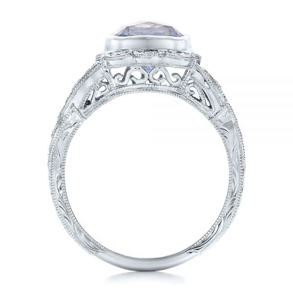 14k White Gold 14k White Gold Custom Light Blue Sapphire And Diamond Engagement Ring - Front View - 102135