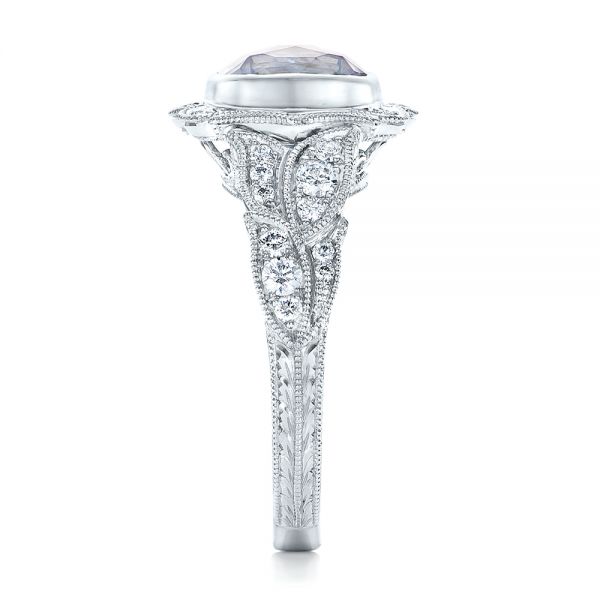14k White Gold 14k White Gold Custom Light Blue Sapphire And Diamond Engagement Ring - Side View -  102135