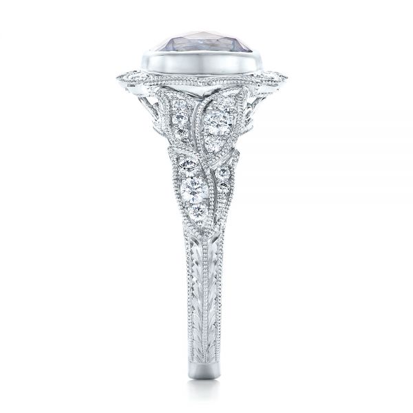 14k White Gold 14k White Gold Custom Light Blue Sapphire And Diamond Engagement Ring - Side View - 102135