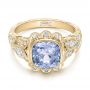 14k Yellow Gold 14k Yellow Gold Custom Light Blue Sapphire And Diamond Engagement Ring - Flat View -  102135 - Thumbnail