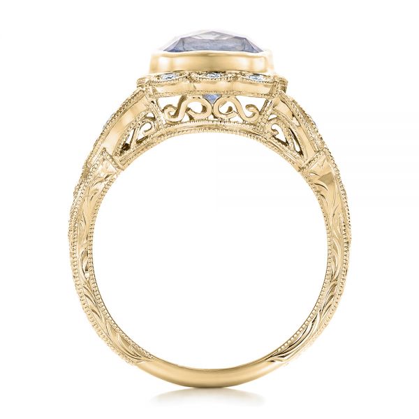18k Yellow Gold 18k Yellow Gold Custom Light Blue Sapphire And Diamond Engagement Ring - Front View - 102135