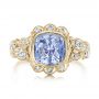 18k Yellow Gold 18k Yellow Gold Custom Light Blue Sapphire And Diamond Engagement Ring - Top View -  102135 - Thumbnail