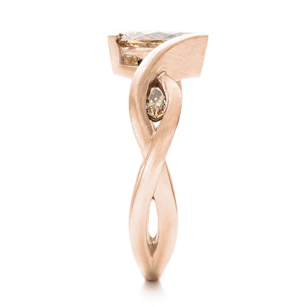 18k Rose Gold 18k Rose Gold Custom Marquise Cognac Brown Diamond Engagement Ring - Side View -  101231