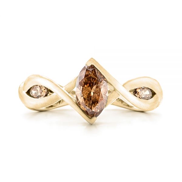 14k Yellow Gold 14k Yellow Gold Custom Marquise Cognac Brown Diamond Engagement Ring - Top View -  101231