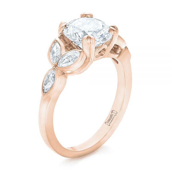 14k Rose Gold 14k Rose Gold Custom Marquise Diamond Engagement Ring - Three-Quarter View -  100647