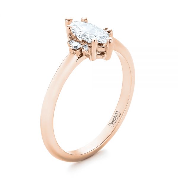 14k Rose Gold 14k Rose Gold Custom Marquise Diamond Engagement Ring - Three-Quarter View -  103477
