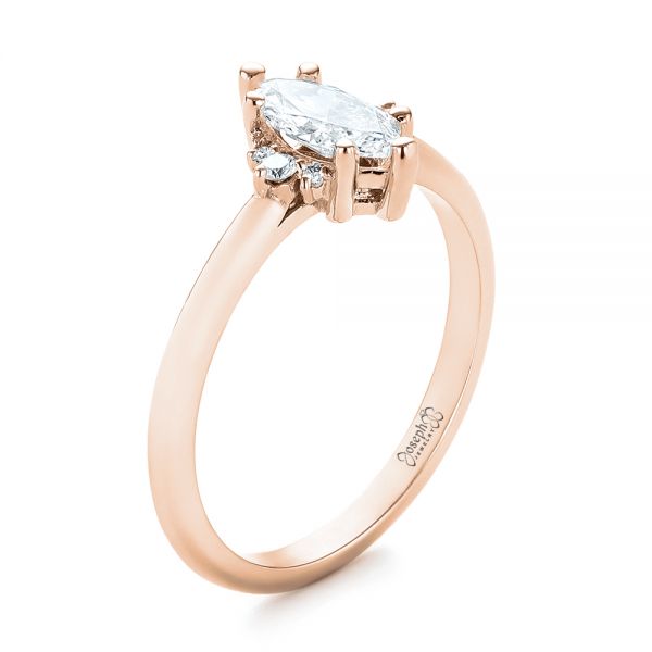14k Rose Gold 14k Rose Gold Custom Marquise Diamond Engagement Ring - Three-Quarter View - 103477