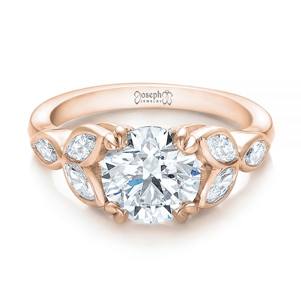 14k Rose Gold 14k Rose Gold Custom Marquise Diamond Engagement Ring - Flat View - 100647