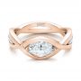 18k Rose Gold 18k Rose Gold Custom Marquise Diamond Engagement Ring - Flat View -  100824 - Thumbnail