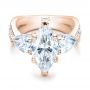 18k Rose Gold 18k Rose Gold Custom Marquise Diamond Engagement Ring - Flat View -  101227 - Thumbnail