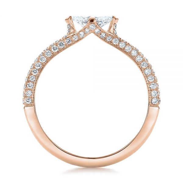 14k Rose Gold 14k Rose Gold Custom Marquise Diamond Engagement Ring - Front View -  100573