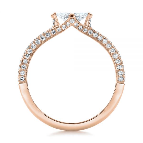 18k Rose Gold 18k Rose Gold Custom Marquise Diamond Engagement Ring - Front View - 100573