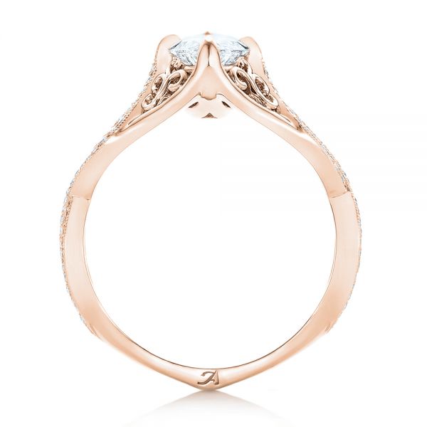 18k Rose Gold 18k Rose Gold Custom Marquise Diamond Engagement Ring - Front View -  102731