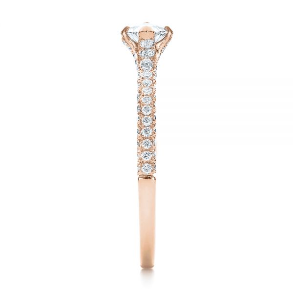 18k Rose Gold 18k Rose Gold Custom Marquise Diamond Engagement Ring - Side View -  100573