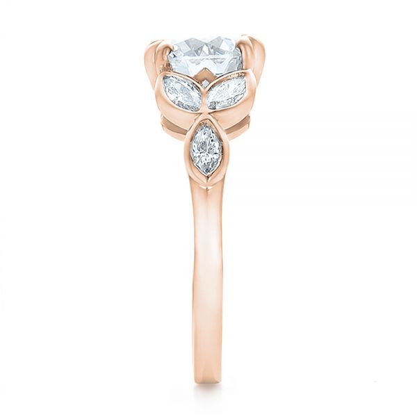 18k Rose Gold 18k Rose Gold Custom Marquise Diamond Engagement Ring - Side View -  100647