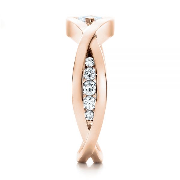 18k Rose Gold 18k Rose Gold Custom Marquise Diamond Engagement Ring - Side View -  100824
