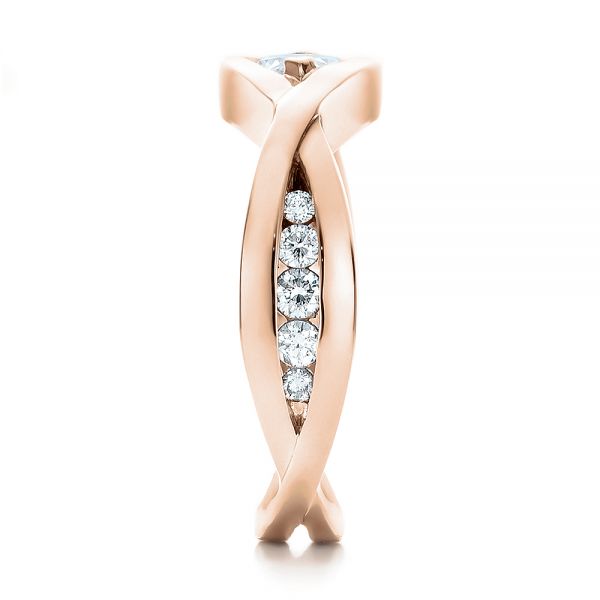 18k Rose Gold 18k Rose Gold Custom Marquise Diamond Engagement Ring - Side View - 100824