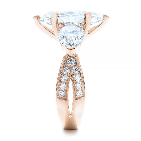 18k Rose Gold 18k Rose Gold Custom Marquise Diamond Engagement Ring - Side View - 101227