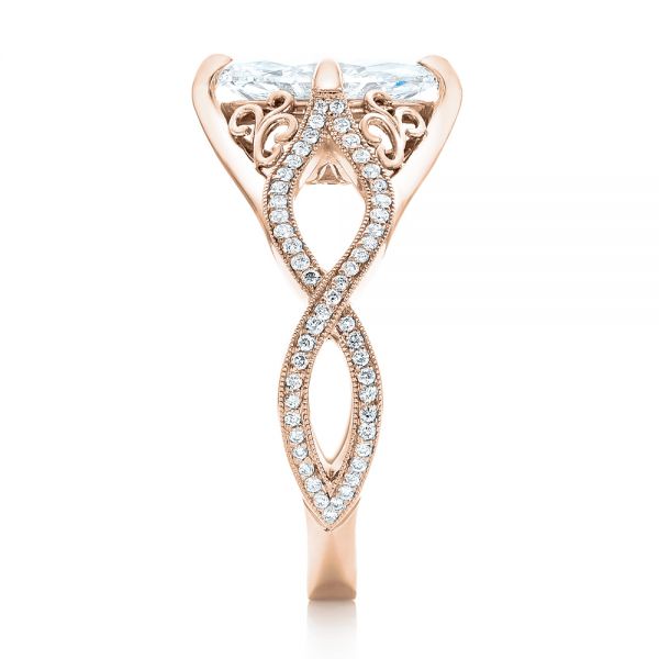 18k Rose Gold 18k Rose Gold Custom Marquise Diamond Engagement Ring - Side View - 102731