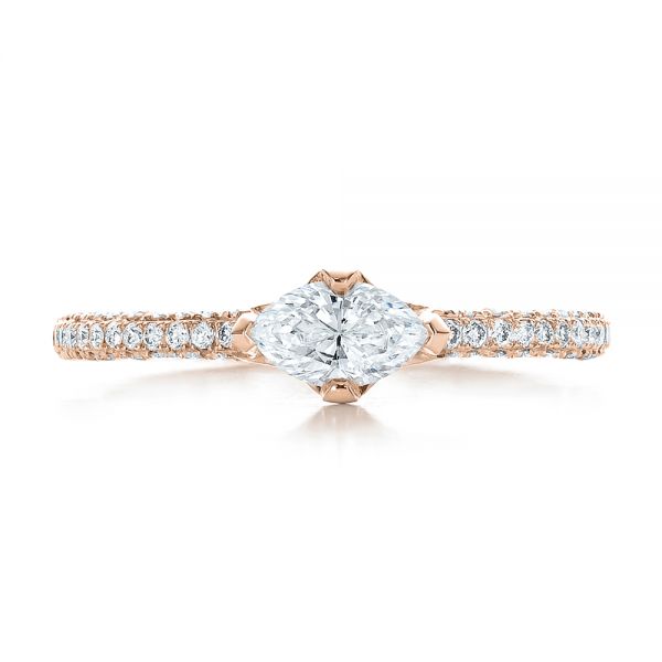 14k Rose Gold 14k Rose Gold Custom Marquise Diamond Engagement Ring - Top View -  100573