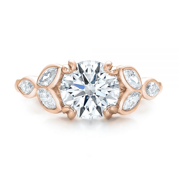 14k Rose Gold 14k Rose Gold Custom Marquise Diamond Engagement Ring - Top View - 100647
