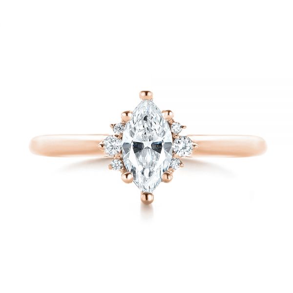 18k Rose Gold 18k Rose Gold Custom Marquise Diamond Engagement Ring - Top View -  103477