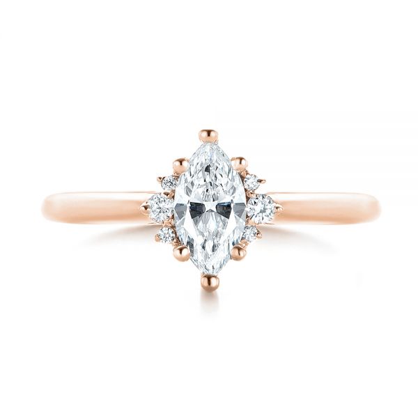 14k Rose Gold 14k Rose Gold Custom Marquise Diamond Engagement Ring - Top View - 103477
