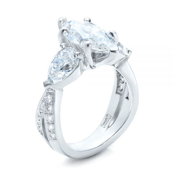 14k White Gold 14k White Gold Custom Marquise Diamond Engagement Ring - Three-Quarter View -  101227