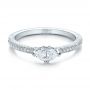 14k White Gold Custom Marquise Diamond Engagement Ring - Flat View -  100573 - Thumbnail