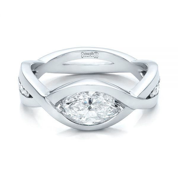  Platinum Platinum Custom Marquise Diamond Engagement Ring - Flat View -  100824