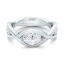 14k White Gold Custom Marquise Diamond Engagement Ring - Flat View -  100824 - Thumbnail