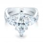  Platinum Custom Marquise Diamond Engagement Ring - Flat View -  101227 - Thumbnail