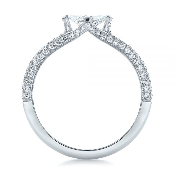 18k White Gold 18k White Gold Custom Marquise Diamond Engagement Ring - Front View -  100573