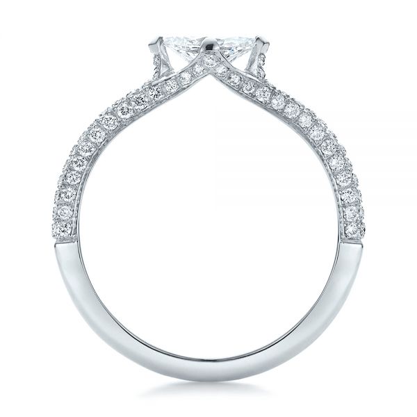 14k White Gold Custom Marquise Diamond Engagement Ring - Front View - 100573
