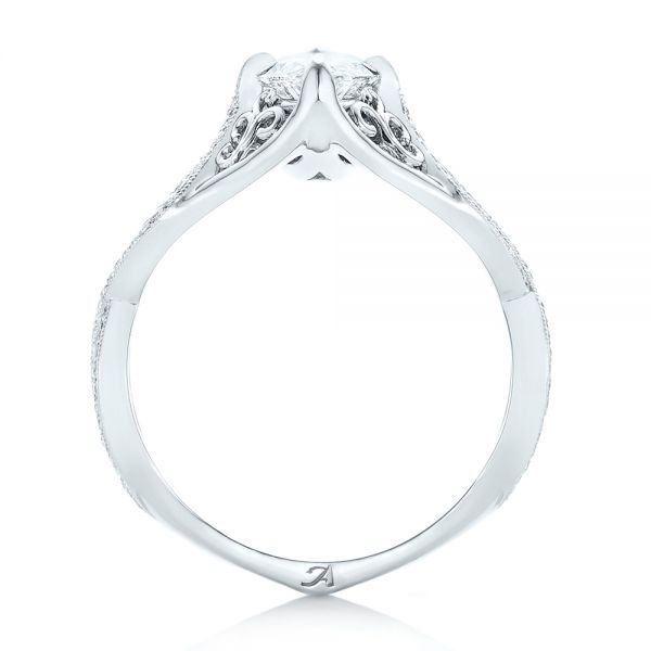 18k White Gold 18k White Gold Custom Marquise Diamond Engagement Ring - Front View -  102731