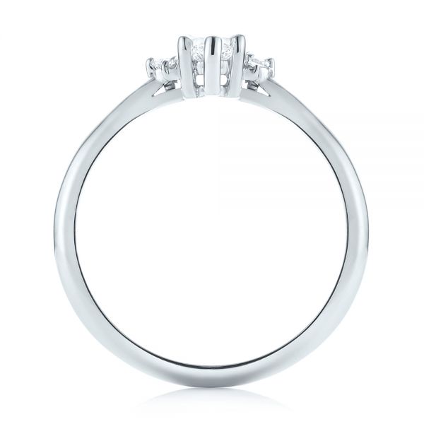14k White Gold Custom Marquise Diamond Engagement Ring - Front View - 103477