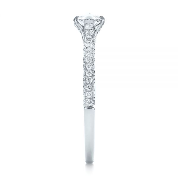 14k White Gold Custom Marquise Diamond Engagement Ring - Side View - 100573