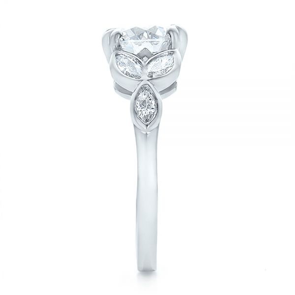  Platinum Custom Marquise Diamond Engagement Ring - Side View -  100647