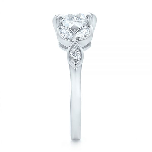 Platinum Custom Marquise Diamond Engagement Ring - Side View - 100647