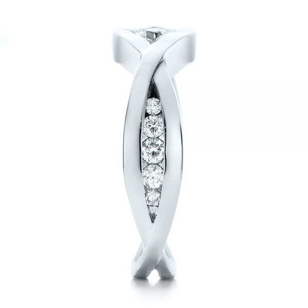 14k White Gold Custom Marquise Diamond Engagement Ring - Side View - 100824