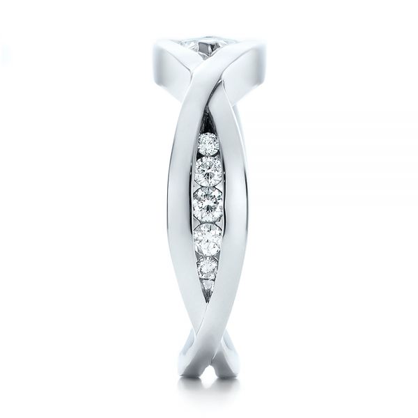 18k White Gold 18k White Gold Custom Marquise Diamond Engagement Ring - Side View -  100824