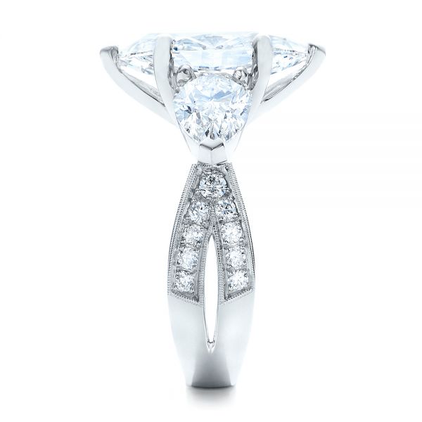 Platinum Custom Marquise Diamond Engagement Ring - Side View - 101227