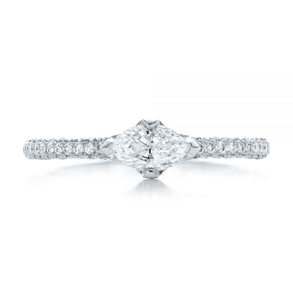 14k White Gold Custom Marquise Diamond Engagement Ring - Top View - 100573