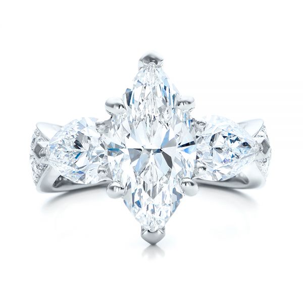  Platinum Custom Marquise Diamond Engagement Ring - Top View -  101227